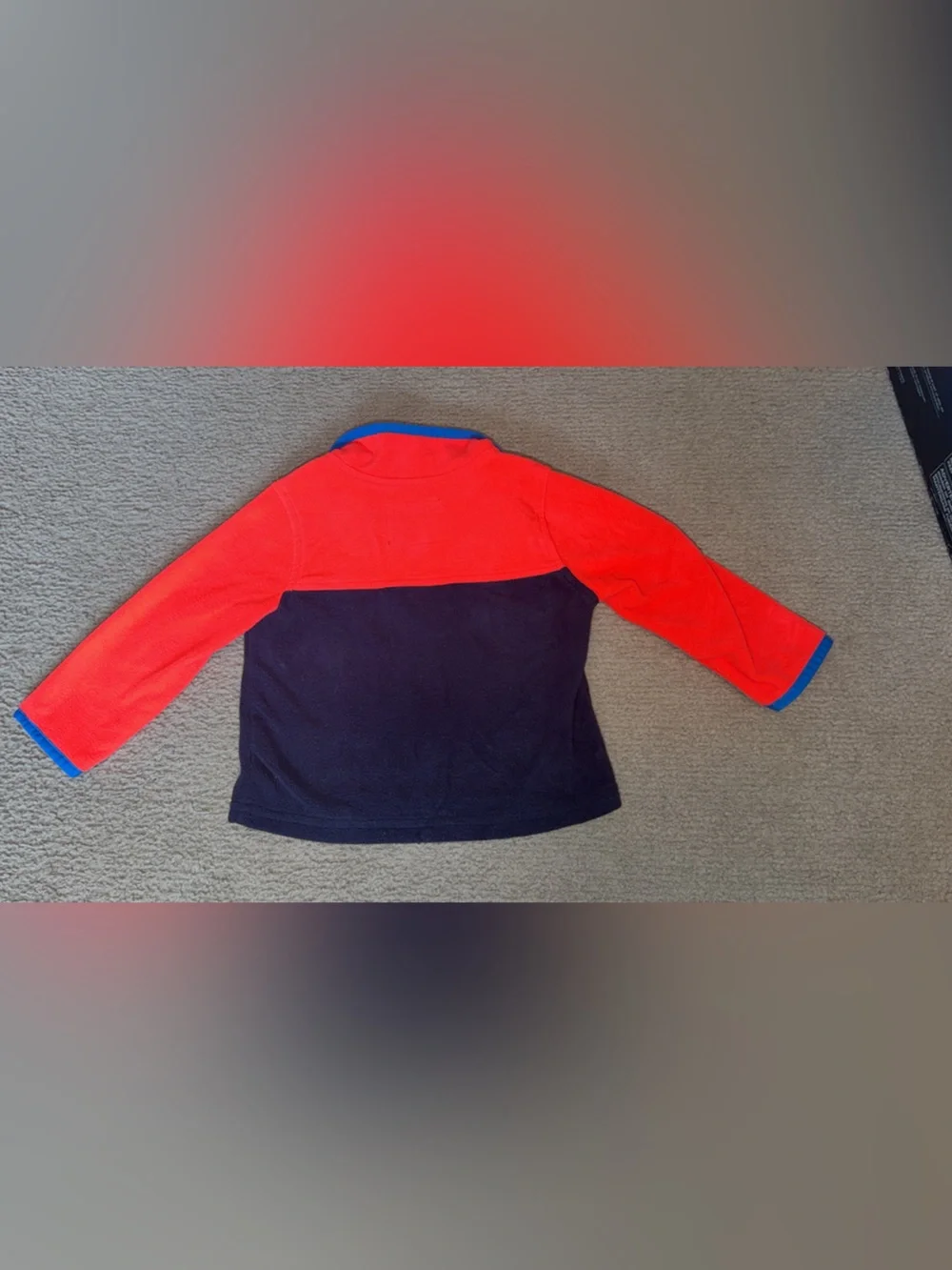 OshKosh B'gosh Bright Orange and Navy Half-Zip Fleece Pullover with Blue Trim